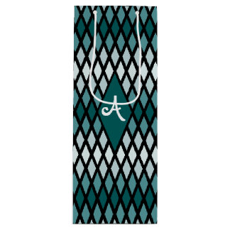 Sac Cadeau Pour Bouteille Monogramme turquoise Ombre Diamant