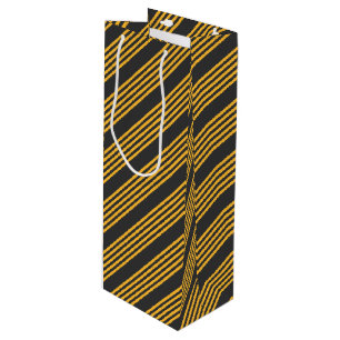 Sac Cadeau Pour Bouteille Motif à cinq bandes Sunny jaune et charbon de bois