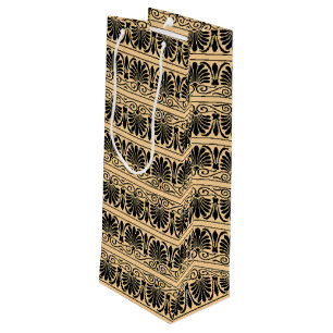 Sac Cadeau Pour Bouteille Motif arabesque méditerranéen grec marron