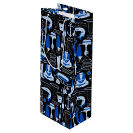 Sac Cadeau Pour Bouteille Motif bleu pêche