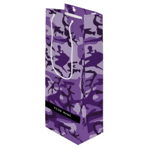Sac Cadeau Pour Bouteille Motif camouflage violet Personnalisez votre nom