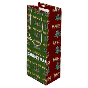 Sac Cadeau Pour Bouteille Motif d'arbre de Noël