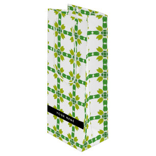 Sac Cadeau Pour Bouteille Motif de feuilles, feuilles vertes, votre nom