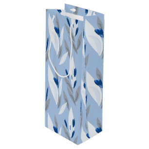 Sac Cadeau Pour Bouteille Motif de fleurs rétro bleu turquoise