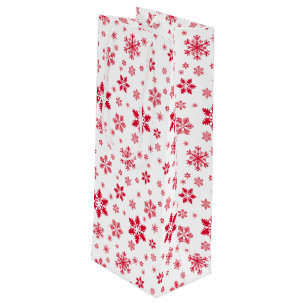 Sac Cadeau Pour Bouteille Motif de flocon de neige, Flammes de neige rouges,