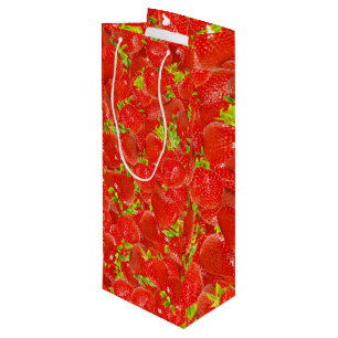 Sac Cadeau Pour Bouteille Motif de fraises