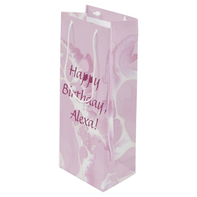 Sac Cadeau Pour Bouteille motif de peinture rose vif abstrait (Devant Angle)