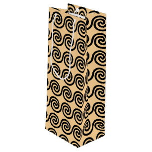 Sac Cadeau Pour Bouteille Motif de vagues de clé Méandre grec marron