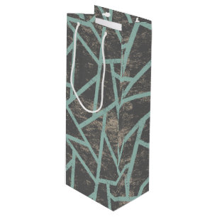 Sac Cadeau Pour Bouteille Motif en mosaïque vert pâle et gris