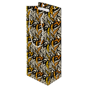 Sac Cadeau Pour Bouteille Motif en plumes de paon noir et or Whimsical