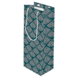 Sac Cadeau Pour Bouteille Motif feuille carré Turquoise neutre