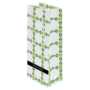 Sac Cadeau Pour Bouteille Motif feuille, Feuilles verts, votre nom