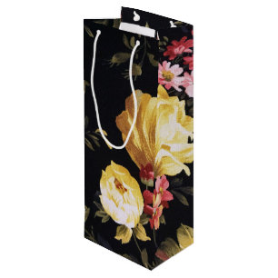 Sac Cadeau Pour Bouteille motif floral rétro
