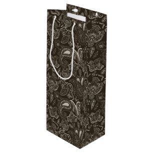 Sac Cadeau Pour Bouteille Motif floral rétro-ethnique vintage paisley
