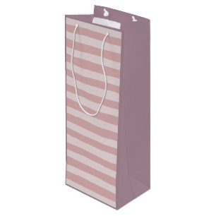 Sac Cadeau Pour Bouteille Motif rose en bande deux belles nuances de rose