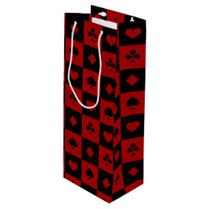 Sac Cadeau Pour Bouteille Motif rouge et noir de cartes de jeu de tisonnier