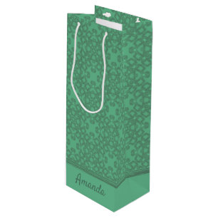 Sac Cadeau Pour Bouteille Motif vert menthe personnalisé