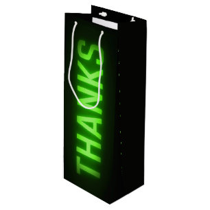 Sac Cadeau Pour Bouteille Neon Vert brillant Merci Connexion Noir