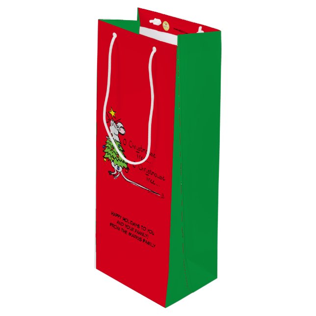 Sac Cadeau Pour Bouteille Noël Mouse mignonne Drôle Vacances (Devant Angle)