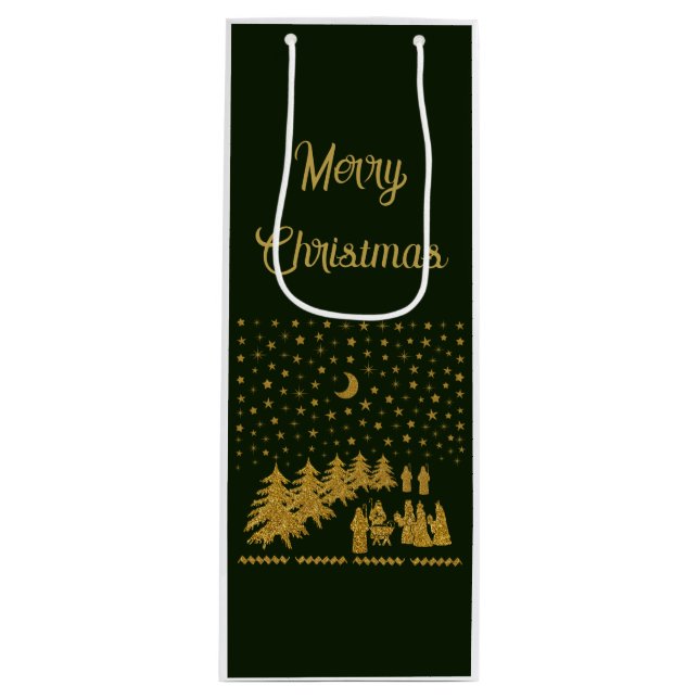 Sac Cadeau Pour Bouteille Noël religieux, Naissance de Jésus (Devant)