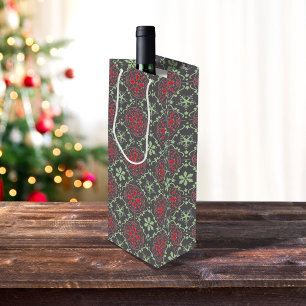 Sac Cadeau Pour Bouteille Noël Simple minimaliste Patten de vacances