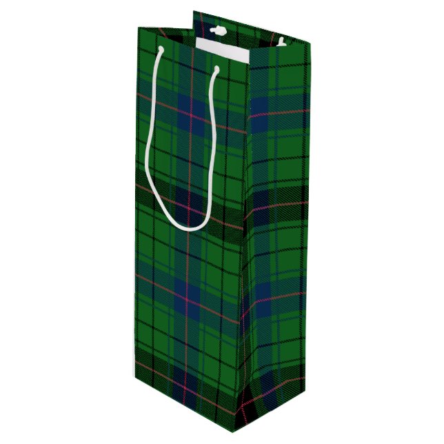 Sac Cadeau Pour Bouteille Noël Tartan Clan Davidson Green Plaid (Devant Angle)