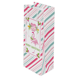 Sac Cadeau Pour Bouteille Noël tropical Flamant rose rose