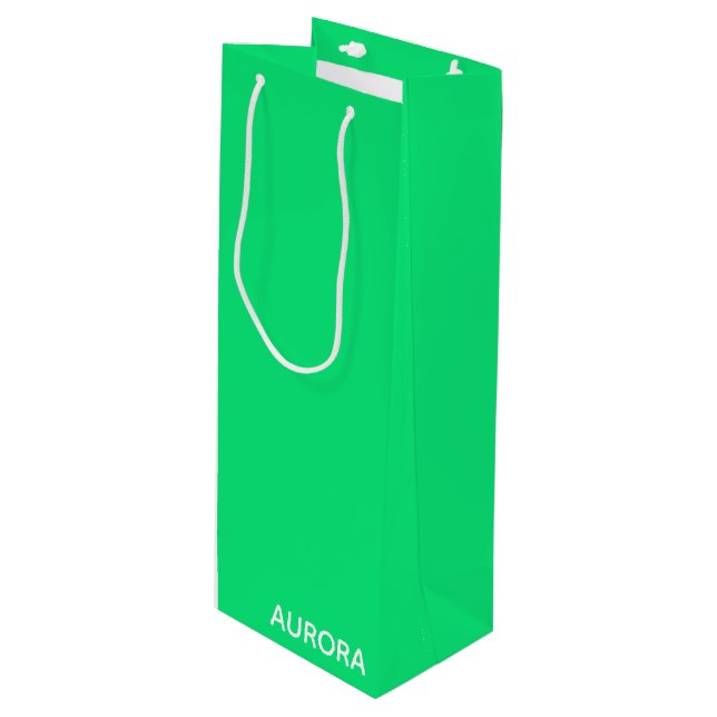 Sac Cadeau Pour Bouteille Nom de couleur verte Aurora (Devant Angle)