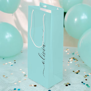 Sac Cadeau Pour Bouteille Nom de monogramme féminin écriture moderne sarcell
