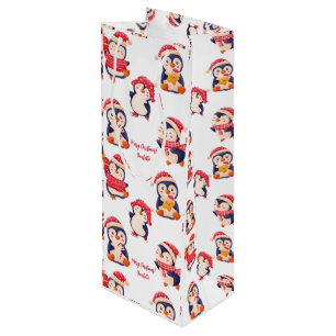 Sac Cadeau Pour Bouteille Nom du pingouin de Noël