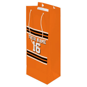 Sac Cadeau Pour Bouteille Nom fait sur commande orange de nombre de Jersey