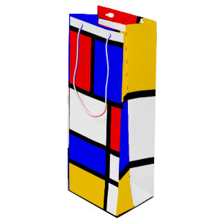 Sac Cadeau Pour Bouteille Offrez l'art moderne style Mondrian