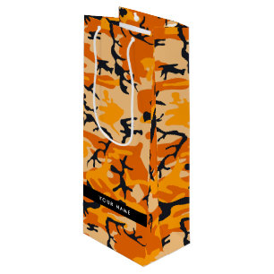 Sac Cadeau Pour Bouteille Orange Camouflage Votre nom Personnalisez