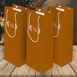 Sac Cadeau Pour Bouteille Orange Épice, Flocons Blancs, Logo de l'Entreprise