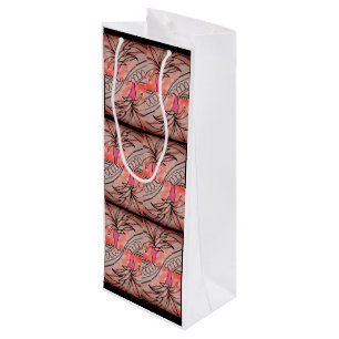 Sac Cadeau Pour Bouteille Palme rose