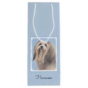 Sac Cadeau Pour Bouteille Peinture Havanaise (Argent) - Cute Original Chien