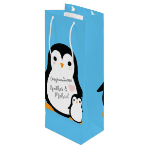 Sac Cadeau Pour Bouteille Penguin thème Baby shower mignonne