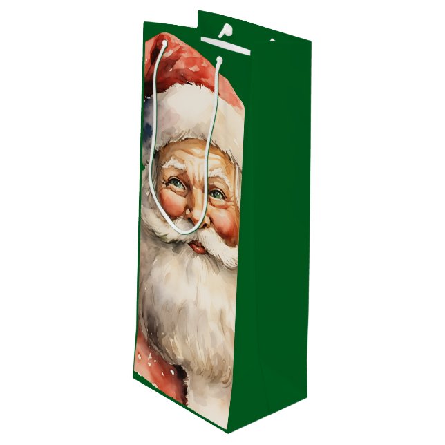 Sac Cadeau Pour Bouteille Père Noël rétro (Dos Angle)
