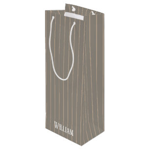 Sac Cadeau Pour Bouteille Pinstripes beiges personnalisées