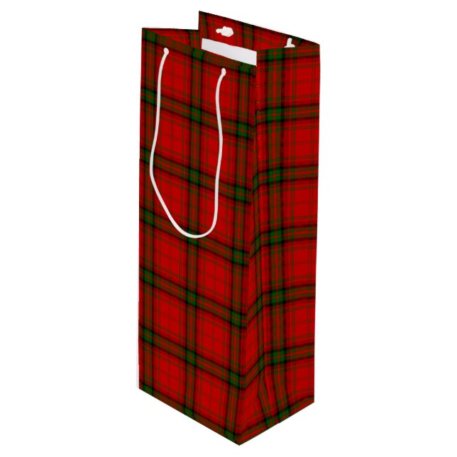 Sac Cadeau Pour Bouteille Plaque rouge vert tartan MacDougall (Devant Angle)