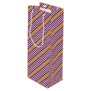 Sac Cadeau Pour Bouteille Plum et blanc cinq bandes motif avec bronzage