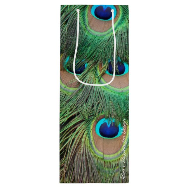 Sac Cadeau Pour Bouteille Plumes de paon 3 (Devant)