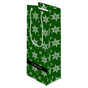 Sac Cadeau Pour Bouteille Pneus blancs, Vert, Votre nom, Personnaliser