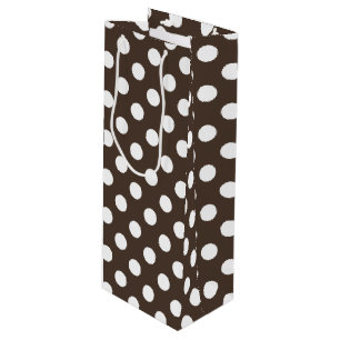 Sac Cadeau Pour Bouteille Pois blancs sur brun