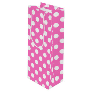 Sac Cadeau Pour Bouteille Pois blancs sur rose