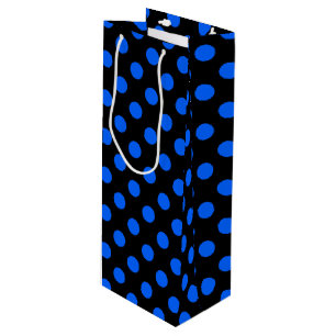 Sac Cadeau Pour Bouteille Pois bleu et noir