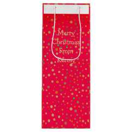 Sac Cadeau Pour Bouteille Pois d'or sur Red Modern Texte tendance