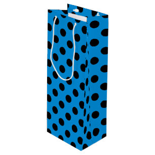 Sac Cadeau Pour Bouteille Pois noirs sur bleu ciel