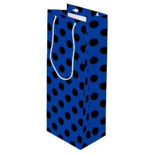 Sac Cadeau Pour Bouteille Pois noirs sur bleu royal