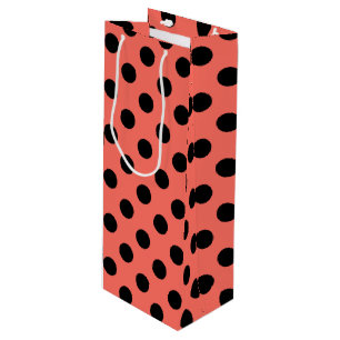 Sac Cadeau Pour Bouteille Pois noirs sur corail vivant